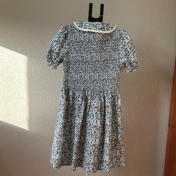 Smocked Floral Peter Pan Collar Women’s Dress - Blue Multi - Picture 5 of 6